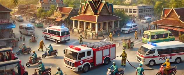 Traveler calling emergency services in Laos