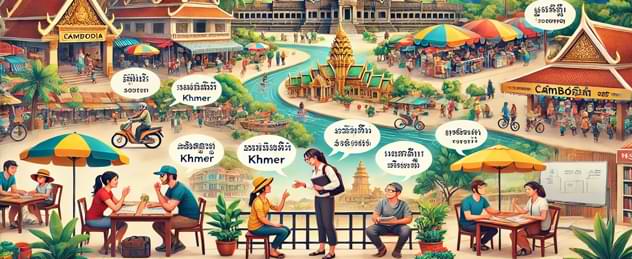 Traveler learning basic Lao phrases with a local guide