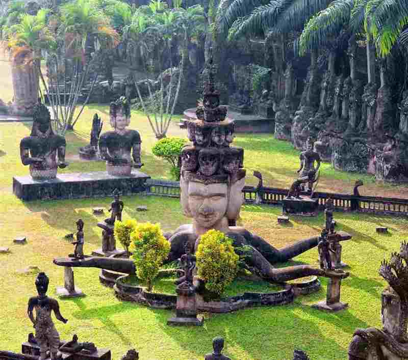 Buddha Park (Xieng Khouang) sculpture garden near Vientiane, Laos with Buddhist and Hindu statues