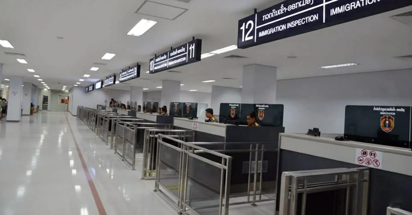 Pakse Airport immigration counters with eVisa processing facilities