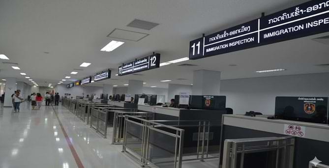 Wattay International Airport immigration counter for Laos eVisa processing